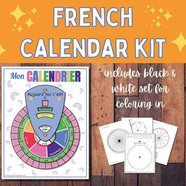 Kids French Calendar Kit | Calendrier français | Homeschool French | Classroom Activity | Learn French