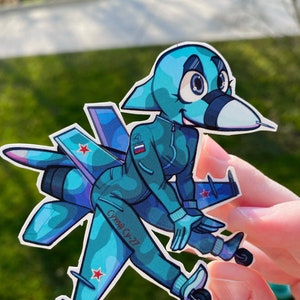 Annushka the Su-34 - Handmade Chibi Airplane Vinyl Sticker