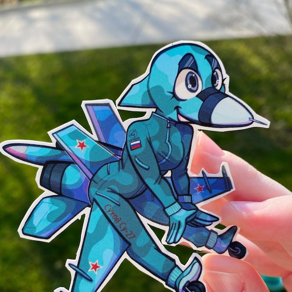 Annushka el Su-34 - Pegatina de vinilo de avión chibi hecha a mano