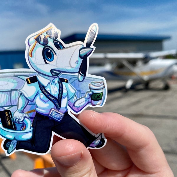 Goldie the Cessna 172 Skyhawk- Pegatina de vinilo de avión Chibi hecha a mano