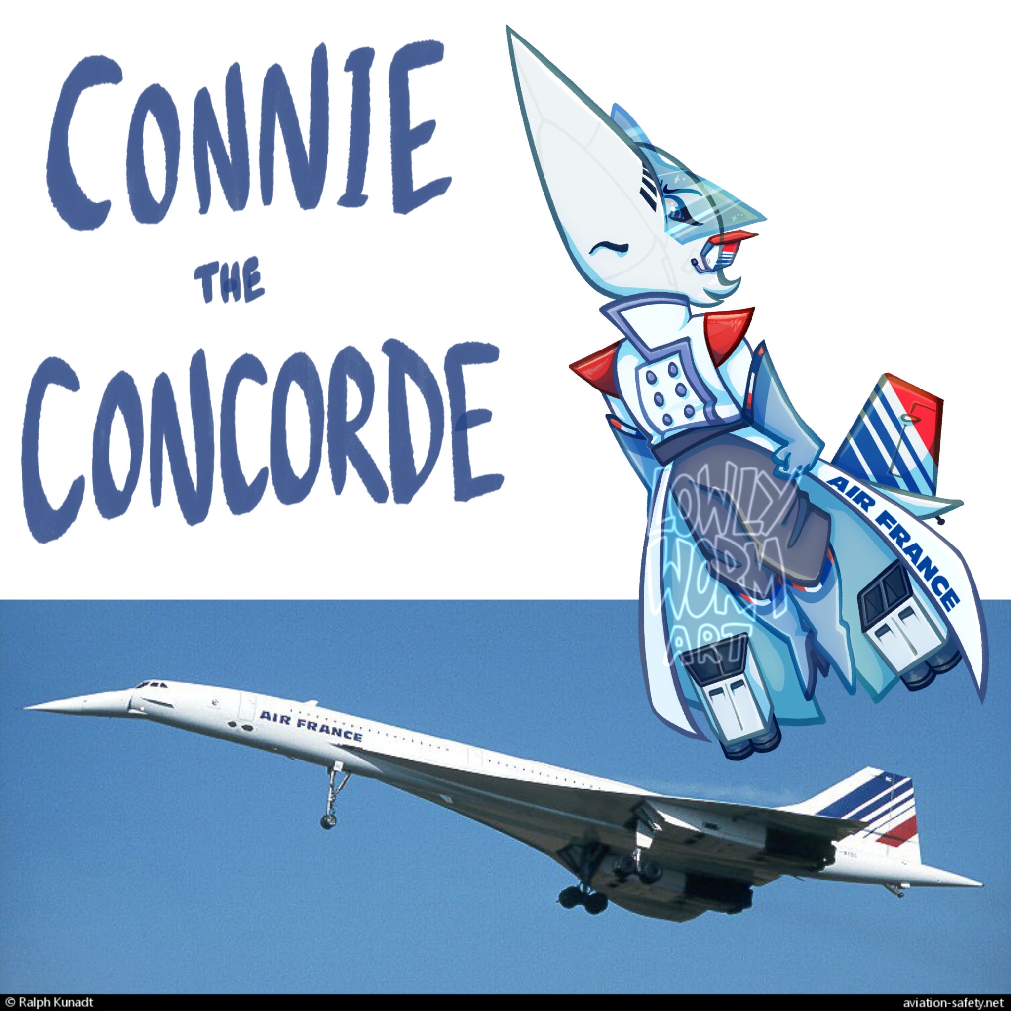 Connie the Concorde- Handmade Chibi Airplane Vinyl Sticker - Etsy