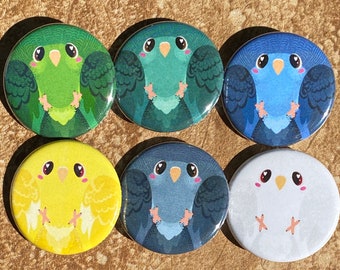 Lineolated Parakeet Button Pin- Linnie/ Barred Parakeet / Catherine Parakeet