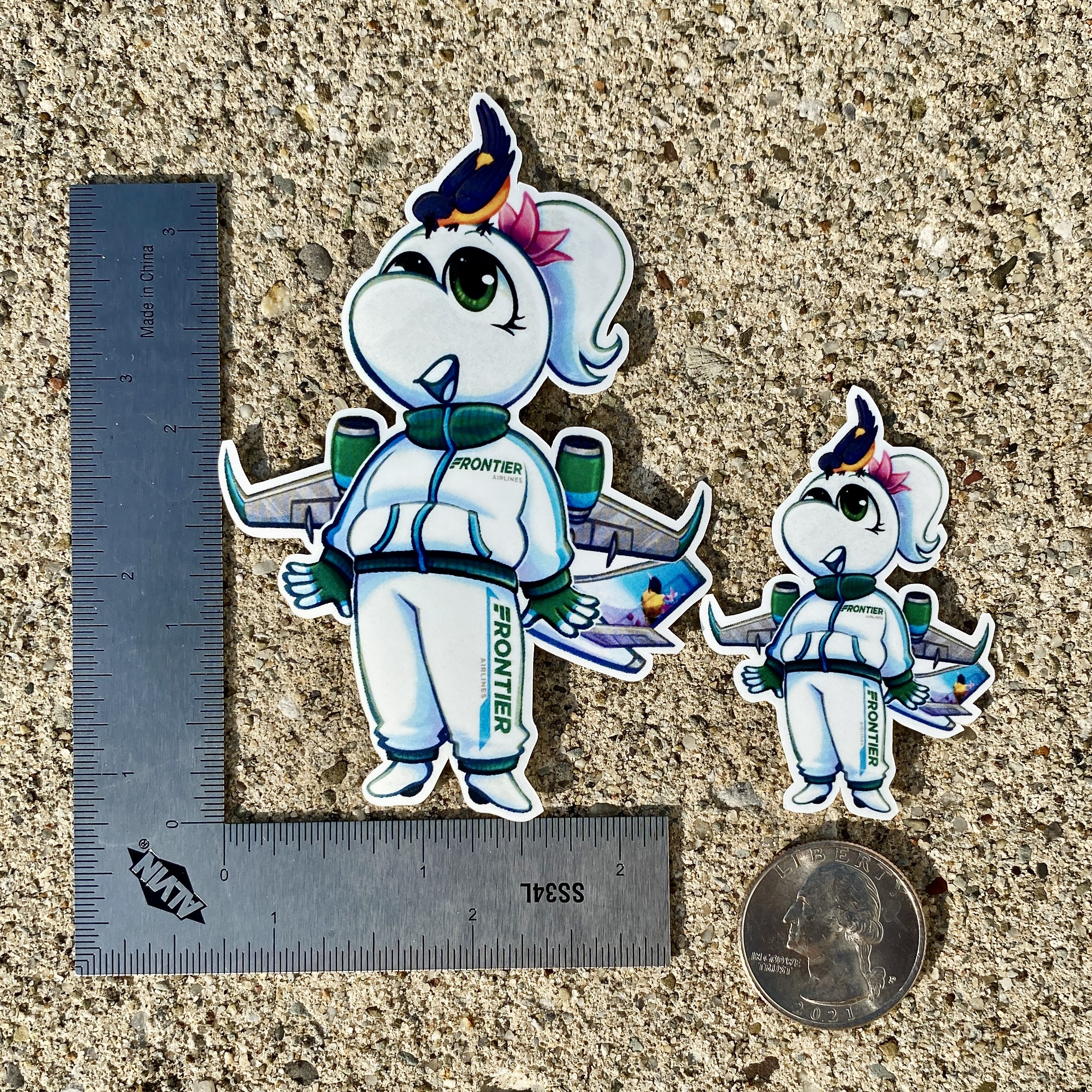 Cookie the Frontier A320- Handmade Chibi Airplane Vinyl Sticker - Etsy