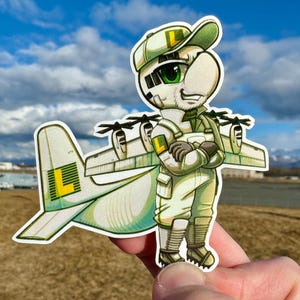 Hank the Lynden L382 (C130) - handgemaakte vinylsticker van Chibi-vliegtuig