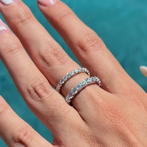 2–3 mm großer Moissanit-Eternity-Ring, Ehering, 925er-Sterlingsilber, VVS-Moissanit-Diamantring, besteht den Diamanttest
