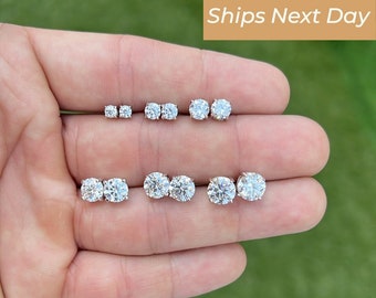 Moissanite Stud Earrings In 925 Silver or Yellow Gold Pair Earrings with Screwback, Earrings for Women & Men, Anniversary Gift