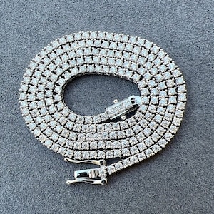 Collana da tennis con moissanite da 2 mm, catena da tennis in argento sterling 925 VVS, supera il test dei diamanti