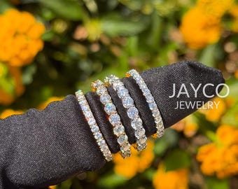 Moissanite Eternity Ring Wedding Band Diamond Stackable 925 Sterling Silver VVS Ring Passes Diamond Tester Anniversary Engagement Ring