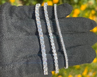 Pulsera de tenis Moissanite de 2-4MM, pulsera de tenis VVS de plata de ley 925, probador de diamantes, regalo de aniversario