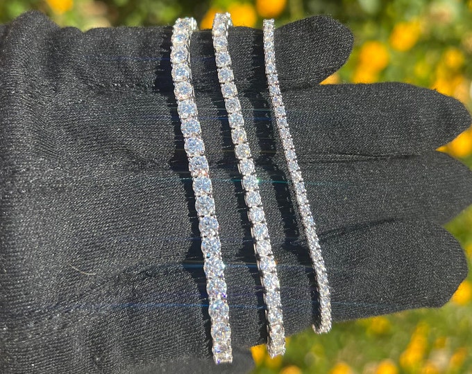 2-4MM Moissanite Tennis Bracelet 925 Sterling Silver VVS Tennis Bracelet Passes Diamond Tester, Anniversary Gift