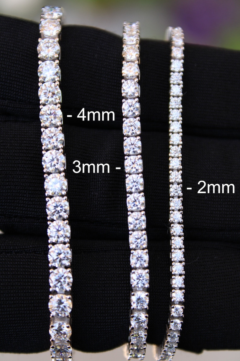 2-4MM Moissanite Tennis Bracelet 925 Sterling Silver VVS Tennis Bracelet Passes Diamond Tester, Anniversary Gift image 4