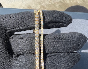 2-4mm Gelbgold Vermeil VVS Moissanite Tennisarmband besteht Diamanttester