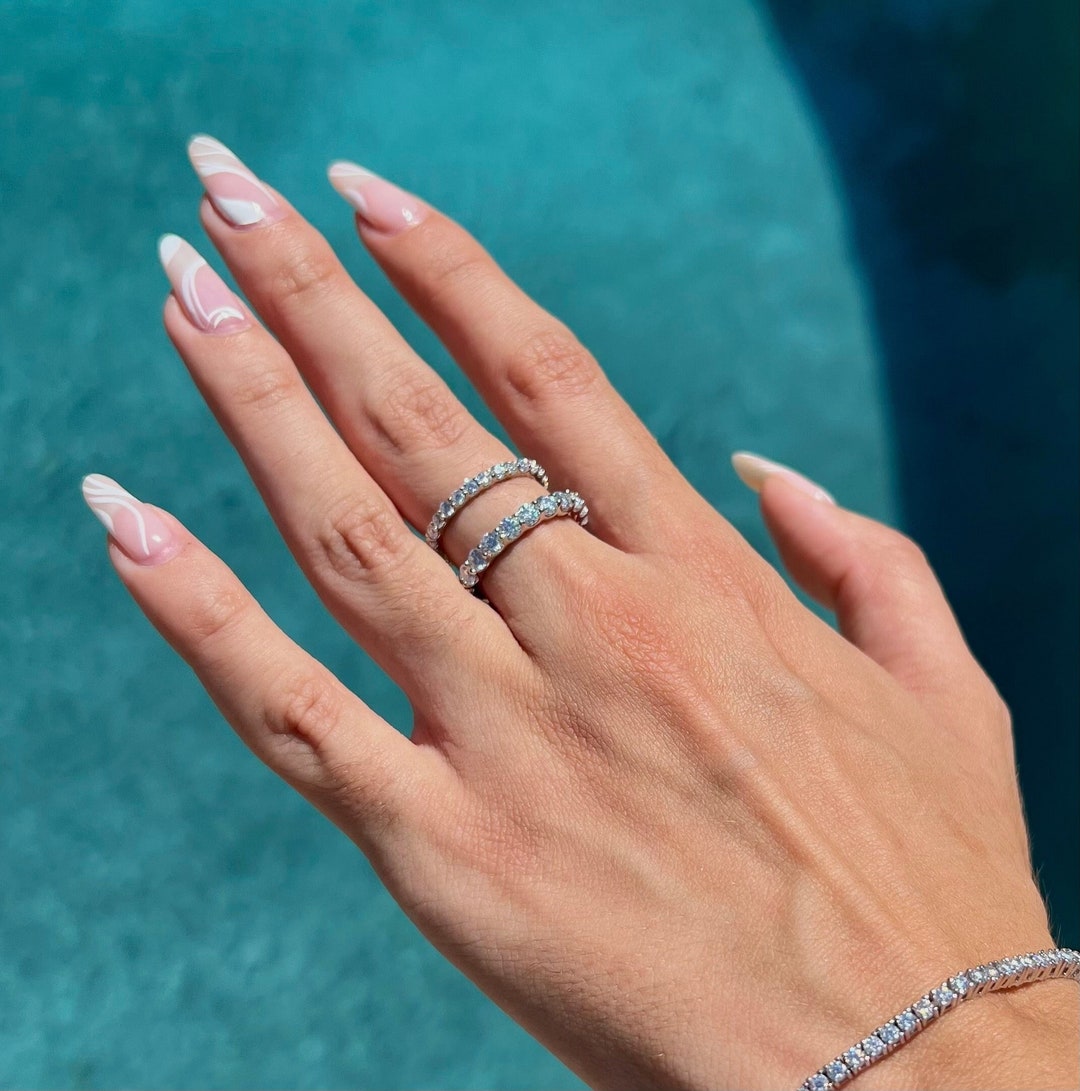 23MM Moissanite Eternity Ring Wedding Band 925 Sterling Silver VVS