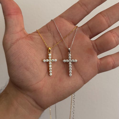 Collier avec pendentif croix en moissanite, argent sterling 925, testeur de diamants de couleur VVS D, certifié GRA, cadeau pour elle et lui