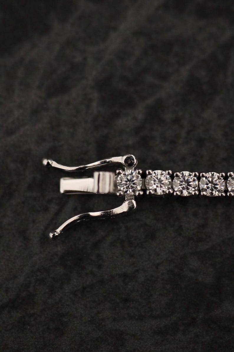 Pulsera de tenis con moissanita de 2-4 mm, plata de ley 925, calidad VVS. Aprobada por el probador de diamantes. Ideal como regalo de aniversario. imagen 8
