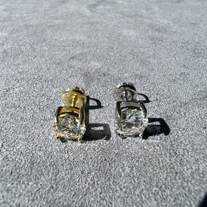 Moissanite Stud Earrings In 925 Silver or Yellow Gold Pair Earrings with Screwback, Earrings for Women & Men, Anniversary Gift image 3