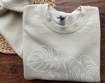 Monstera Leaf Sweatshirt, Cozy Unisex Sweater, Plant Apparel, Happy Clothes, Gifts for Her, Gifts for Him