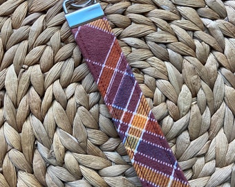 Flannel Evermore Handsewn Wristlet, Handmade Wrist Lanyard Keychain, Cotton Key Fob for Women, Gifts for Her