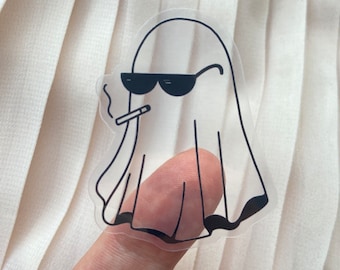 Clear Mini Smoking Ghost Sticker, 1.5 x 1.9 inches, Vinyl Waterproof Sticker