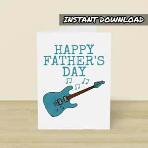 Tarjeta del Día del Padre de Guitarra Eléctrica, Tarjeta de Felicitación Imprimible, Descarga Instantánea, Guitarrista, Tarjeta de Papá Músico
