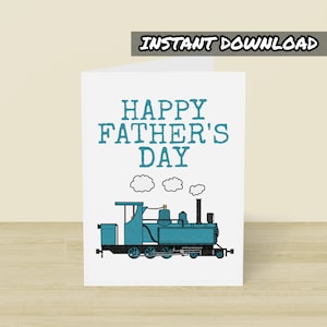 Trein Vaderdagkaart, afdrukbare wenskaart, Instant Download, Spoorliefhebber, Papa Stoomtreinkaart