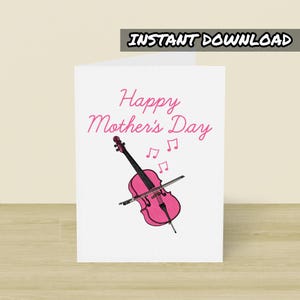 Tarjeta imprimible para el Día de la Madre: Violín, Mamá Violinista, Descarga instantánea, Tarjeta de Músico