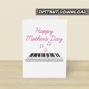 Klavier Muttertag druckbare Karte, Mutter des Pianisten, Klavierlehrer, sofortiger Download, Musiker Karte, Muttertag Sonntagskarte