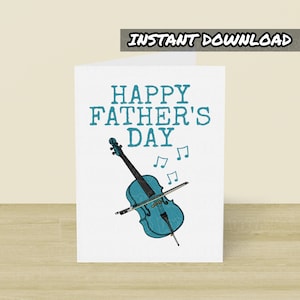 Cartão de Dia dos Pais para Violoncelo, Cartão de Felicitações para Imprimir, Download Instantâneo, Violoncelista, Cartão de Pai Músico