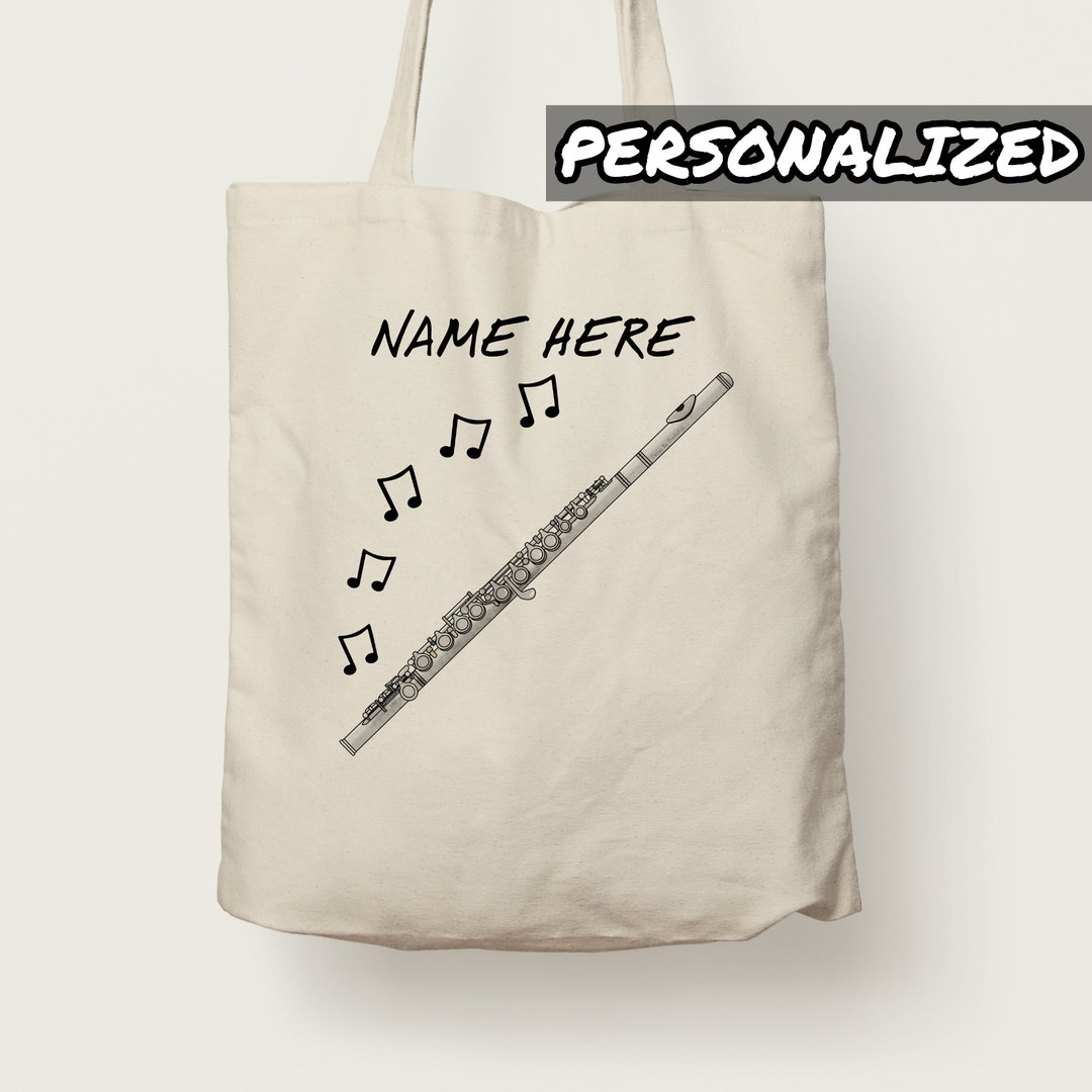 Personalized Flute Tote Bag, Custom Gift for Flutist, Flute Teacher
