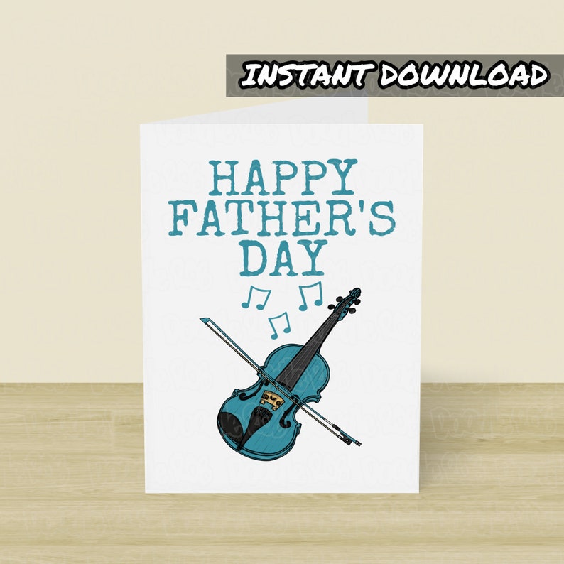 Violin Father's Day Card, Printable Greeting Card, Instant Download ...