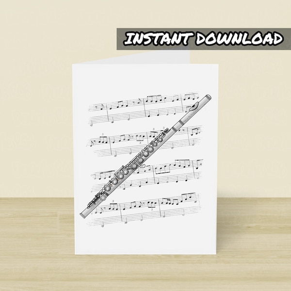 Printable Flute Birthday Card Etsy