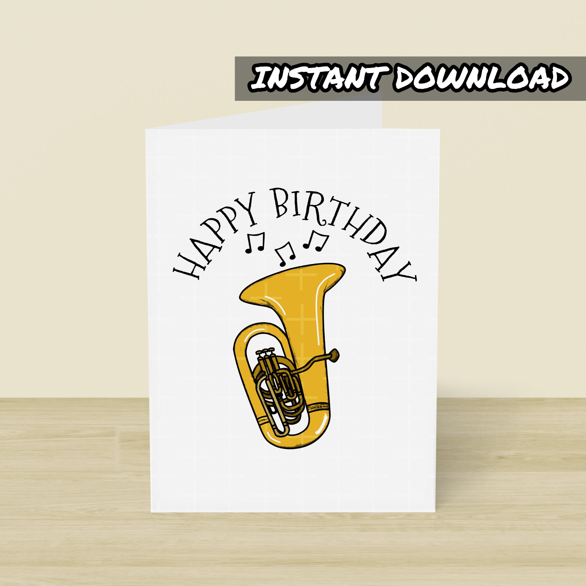 Printable Tuba Birthday Card Printable Greeting Card Instant - Etsy Finland