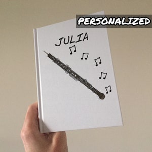 Personalized Oboe Hardcover Journal, Custom Gift For Oboist, Oboe Teacher Gift, Woodwind Player, Oboe Student Practice Journal