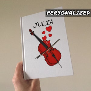 Cello Hardcover Journal, Cello Valentines Gift, Custom Gift For Cellist, Cello Teacher Gift, Wedding Violinist, String Musician