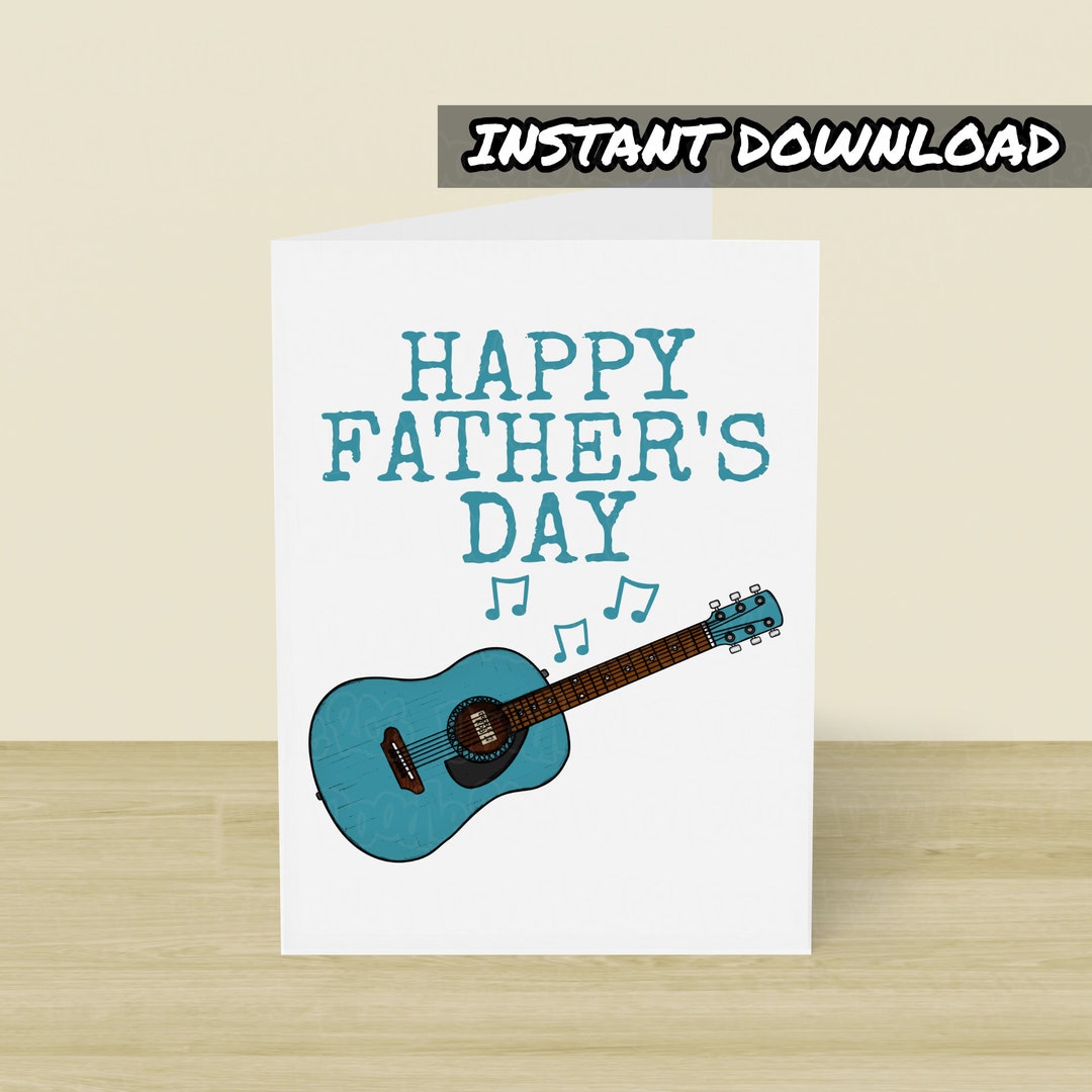 Acoustic Guitar Father's Day Card, Printable Greeting Card, Instant ...