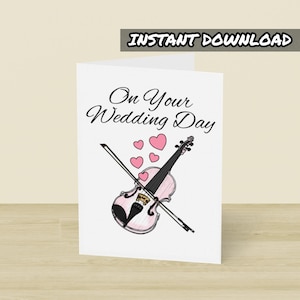 Violin Wedding Card, On Your Wedding Day, Printable Greeting Card, Instant Download, Violinist Wedding, Musician Wedding Card