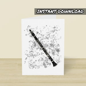 Carte imprimable clarinette, carte de voeux imprimable, téléchargement immédiat, carte d'anniversaire clarinette, clarinettiste, professeur de clarinette, carte de musicien