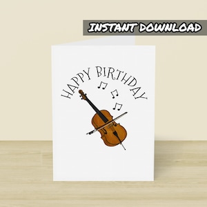 Biglietto di auguri stampabile per compleanno violoncello, biglietto di auguri stampabile, download immediato, biglietto di auguri per compleanno violoncellista, insegnante di violoncello, biglietto per musicista d'archi