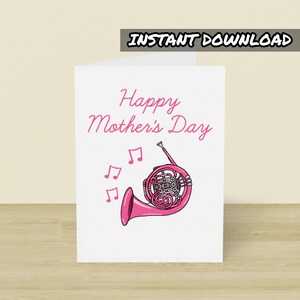Druckbare Muttertags Karte, Horn Spieler Mutter, Sofort Download, Bläser Musiker Karte, Muttertag Sonntag Karte