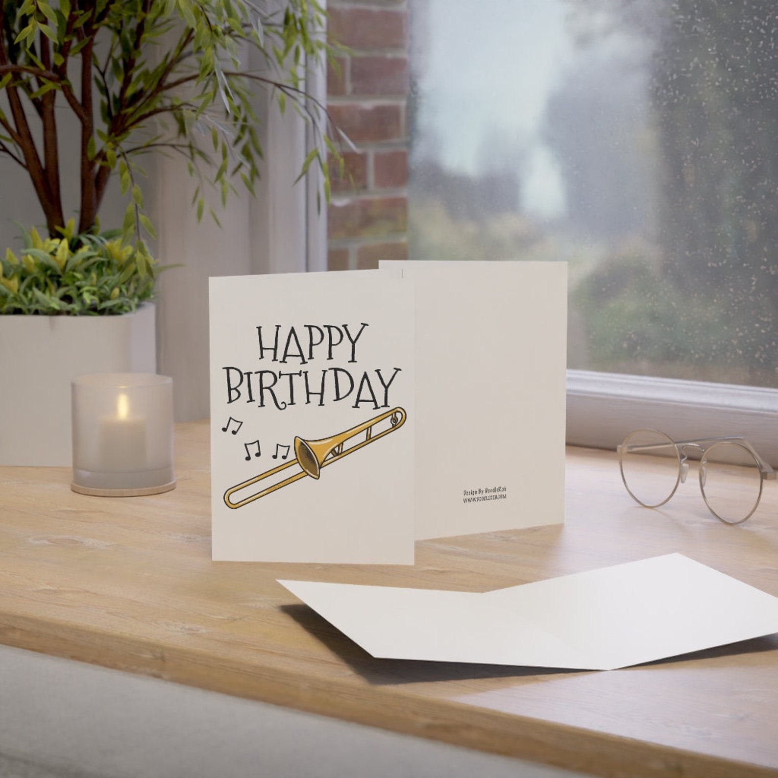 Trombone Birthday Card Trombone Greeting Card Trombonist Etsy