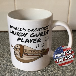Hurdy Gurdy Mug, Gift For Hurdy Gurdyist, World&#39;s Greatest Hurdy Gurdy Player, Medieval Music Mug, Baroque Musician, Folk Metal Mug