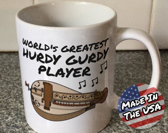 Hurdy Gurdy Mug, Gift For Hurdy Gurdyist, World's Greatest Hurdy Gurdy Player, Medieval Music Mug, Baroque Musician, Folk Metal Mug