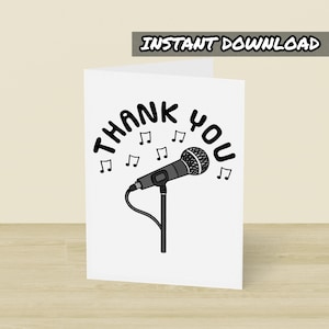 Cartão de agradecimento para professor de canto, cartão de felicitações para impressão, download instantâneo, cartão para cantor, cartão para treinador vocal, professor de música, cartão para líder de coro