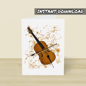 Cartão de violoncelo para impressão, cartão de felicitações para impressão, download instantâneo, cartão de aniversário de violoncelo, cartão de violoncelista, professor de violoncelo, cartão de músico de cordas