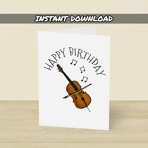 Printable Cello Birthday Card, Instant Download, Cellist Birthday Card, Cello Teacher, String Musician Card