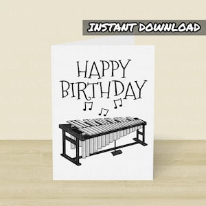 Printable Vibraphone Birthday Card, Printable Greeting Card, Instant Download, Vibraphonist Birthday, Vibraphone Teacher, Percussionist Card
