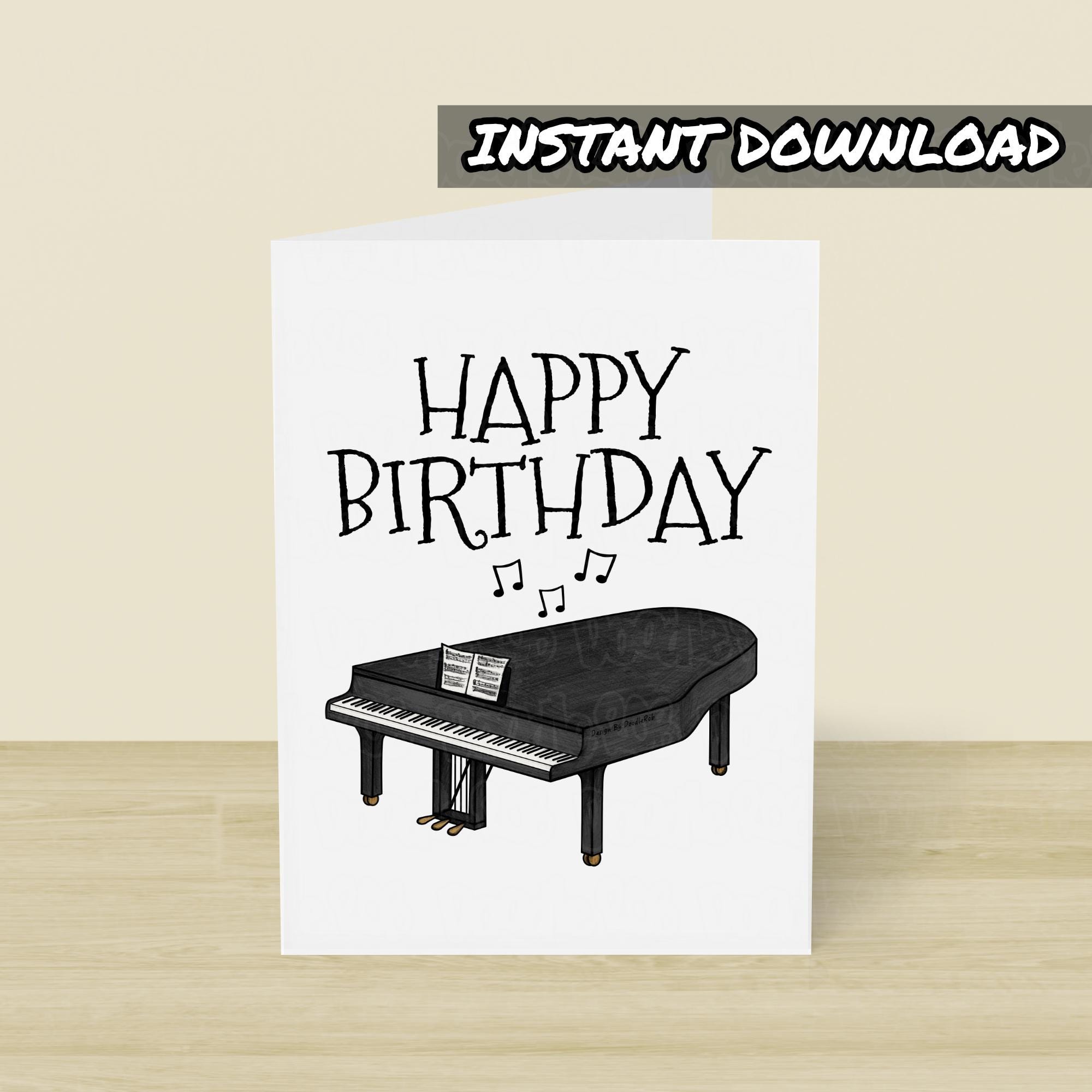 Printable Grand Piano Birthday Card, Instant Download, Pianist Birthday ...