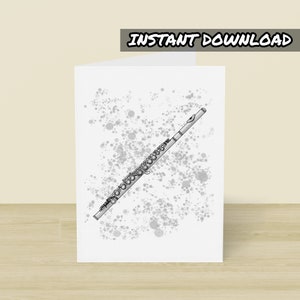 Tarjeta de flauta imprimible, tarjeta de felicitación imprimible, descarga instantánea, tarjeta de cumpleaños de flauta, tarjeta de flautista, tarjeta de profesor de flauta, tarjeta de músico de instrumentos de viento