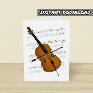 Tarjeta de violonchelo imprimible, tarjeta de felicitación imprimible, descarga instantánea, tarjeta de cumpleaños de violonchelo, tarjeta de violonchelista, tarjeta de profesor de violonchelo, tarjeta de músico de cuerdas