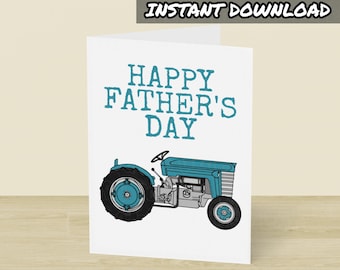 Tarjeta del Día del Padre con Tractor, Tarjeta de Felicitación Imprimible, Descarga Instantánea, Tarjeta para el Abuelo que Apasiona los Tractores